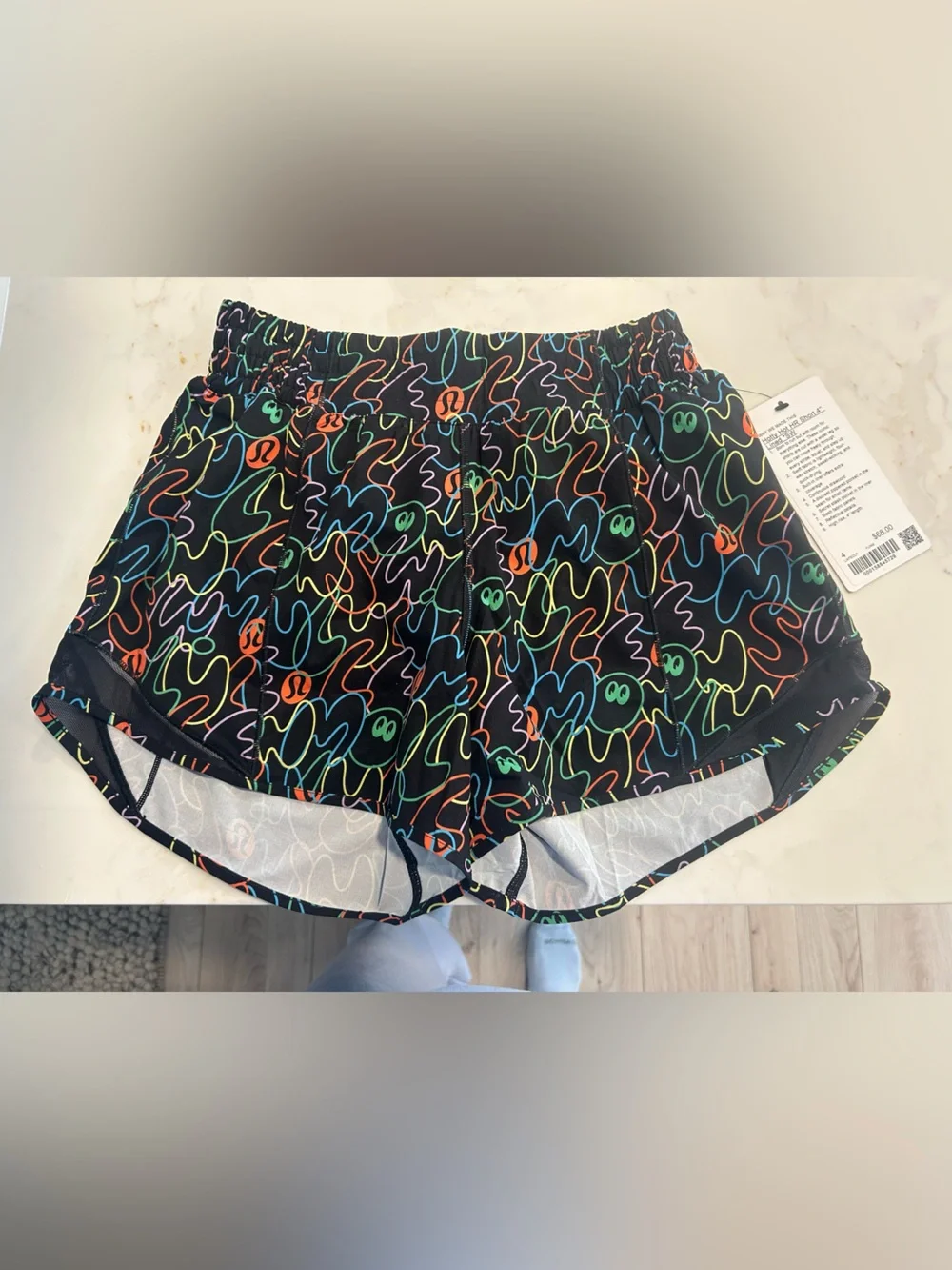 lululemon athletica Black Neon Scribble Athletic Shorts